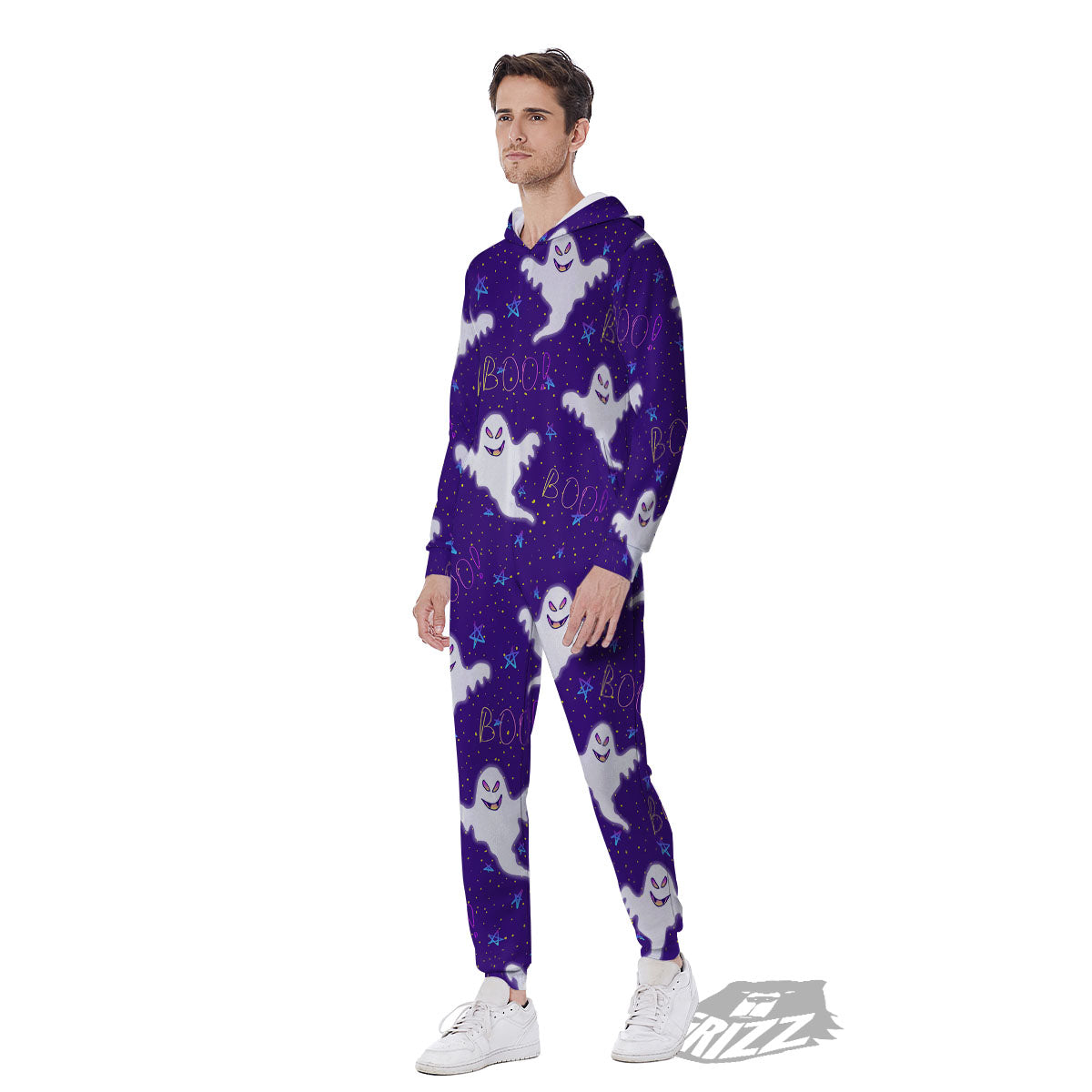 Ghost Happy Halloween Print Pattern Men's Jumpsuit-grizzshop