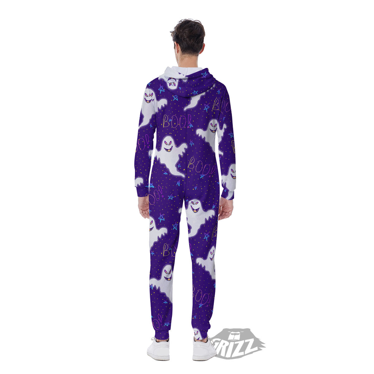 Ghost Happy Halloween Print Pattern Men's Jumpsuit-grizzshop
