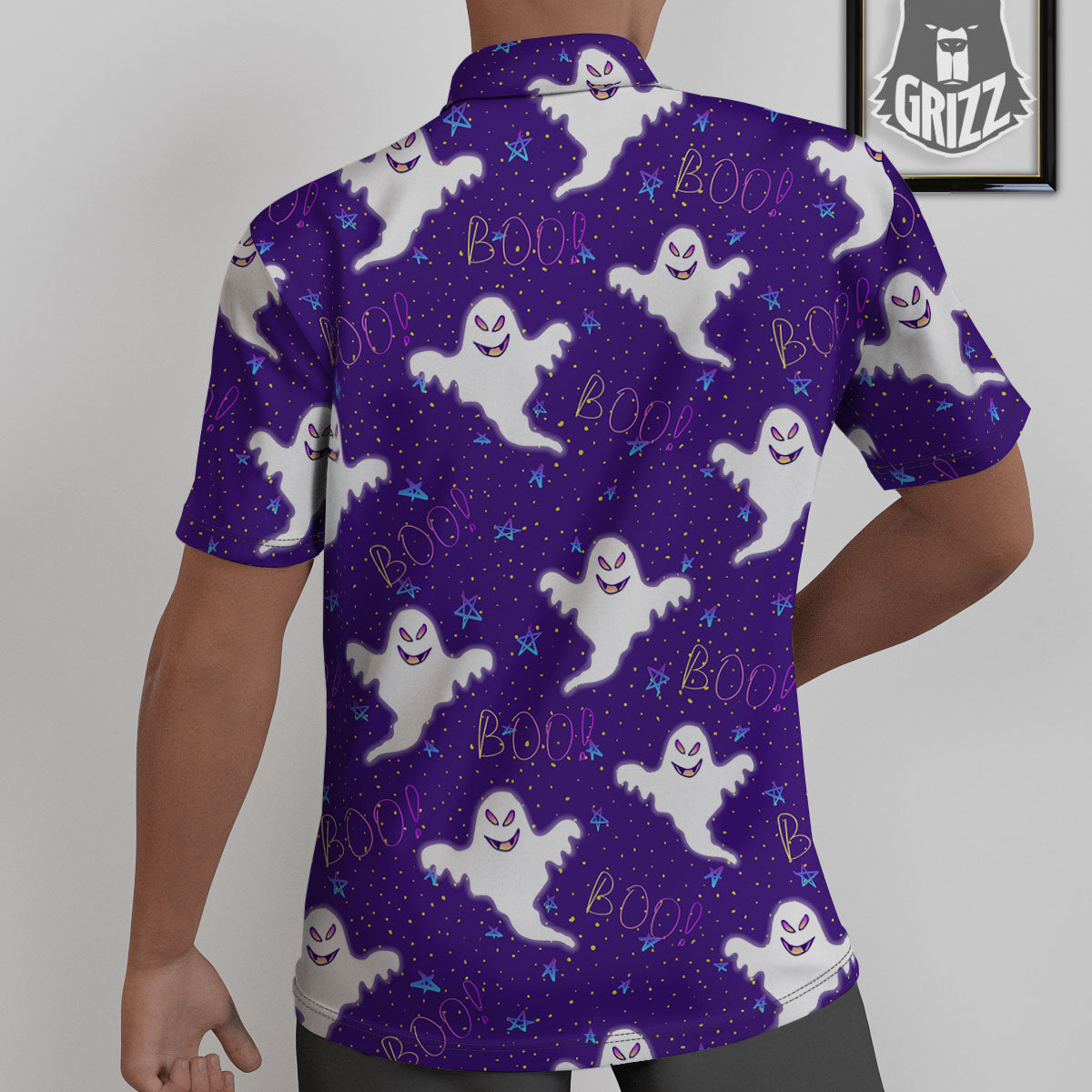Ghost Happy Halloween Print Pattern Untucked Shirts-grizzshop