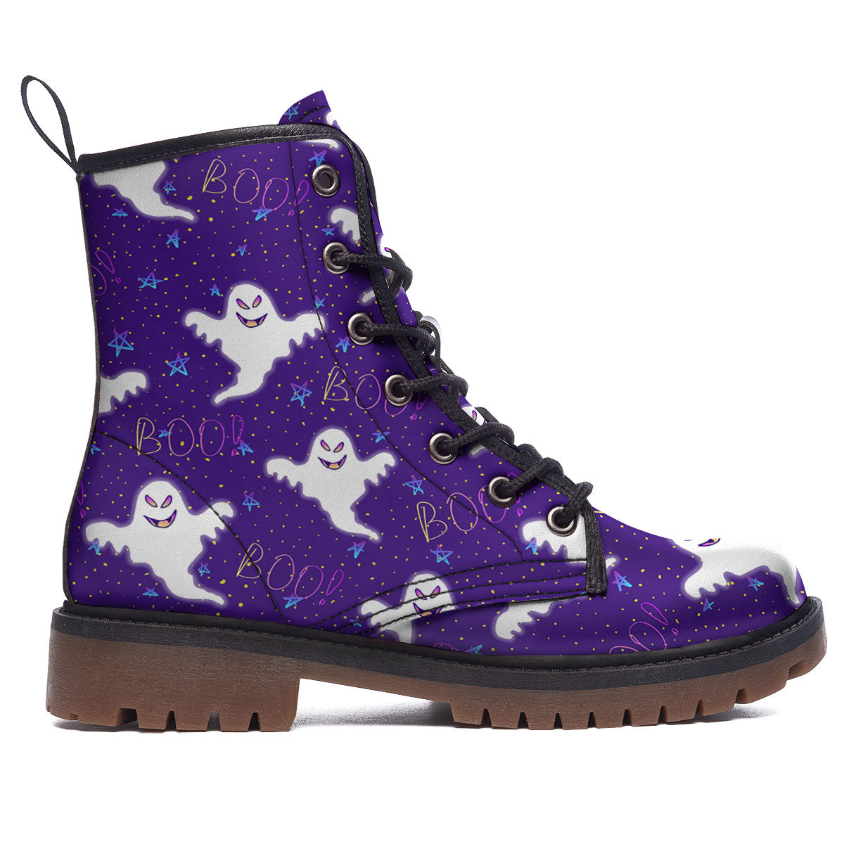 Ghost Happy Halloween Print Pattern Work Boots-grizzshop