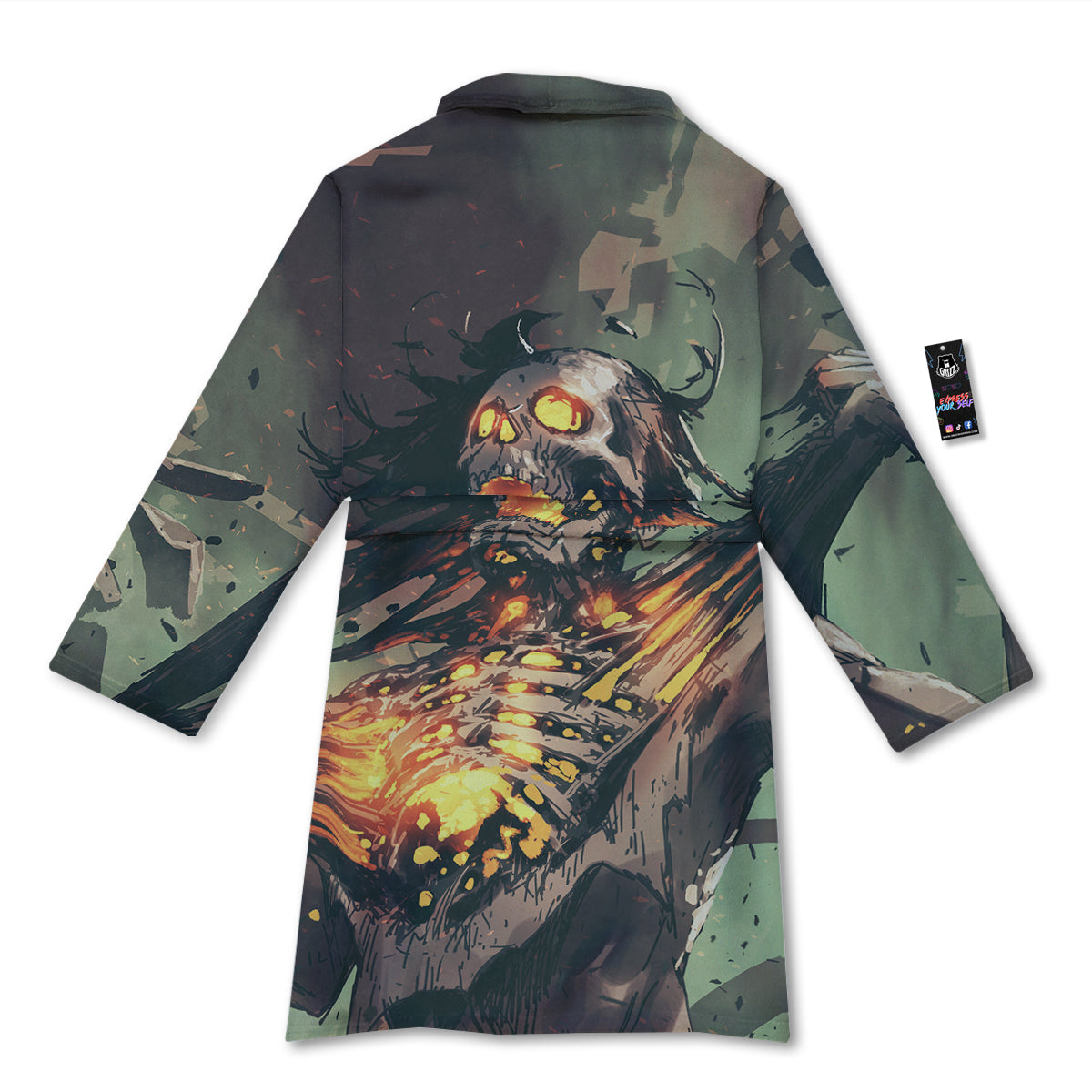 Ghost Skeleton Print Bathrobe-grizzshop