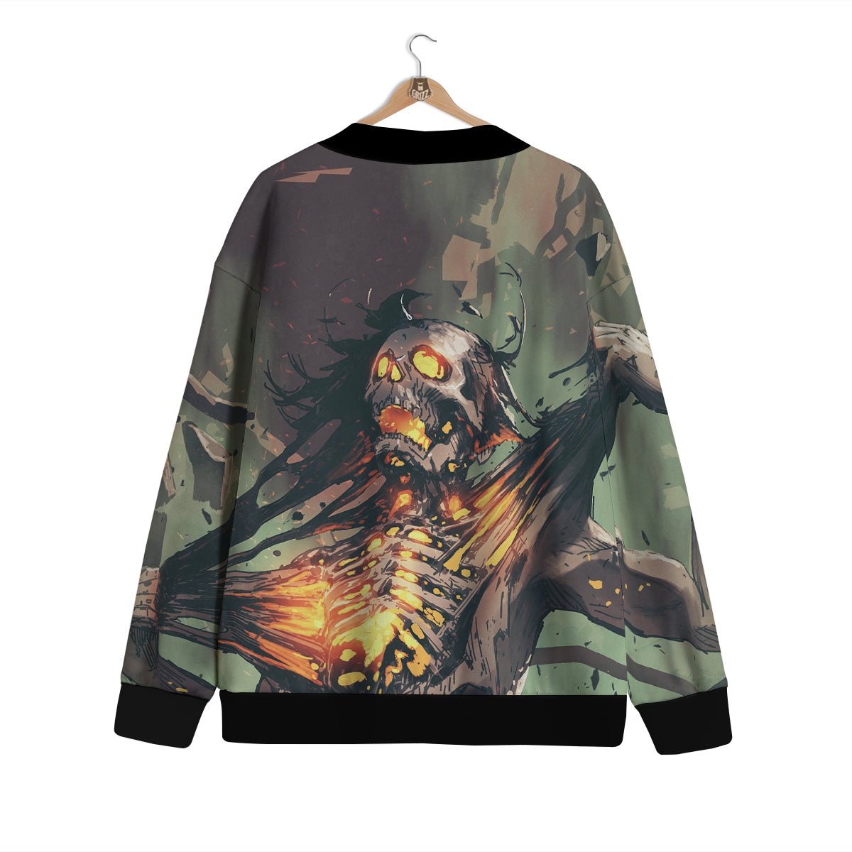 Ghost Skeleton Print Cardigan-grizzshop