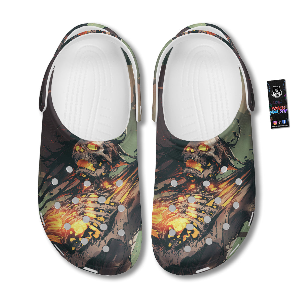 Ghost Skeleton Print Clog-grizzshop