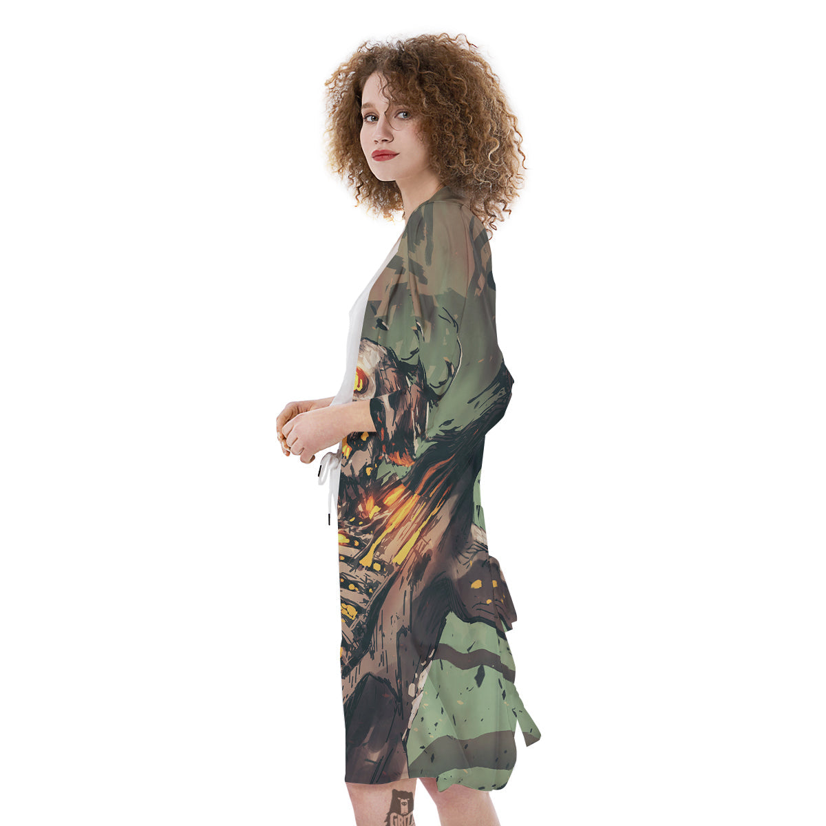 Ghost Skeleton Print Kimono-grizzshop