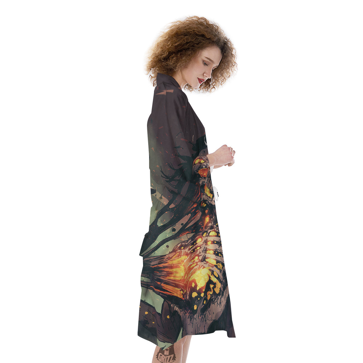 Ghost Skeleton Print Kimono-grizzshop