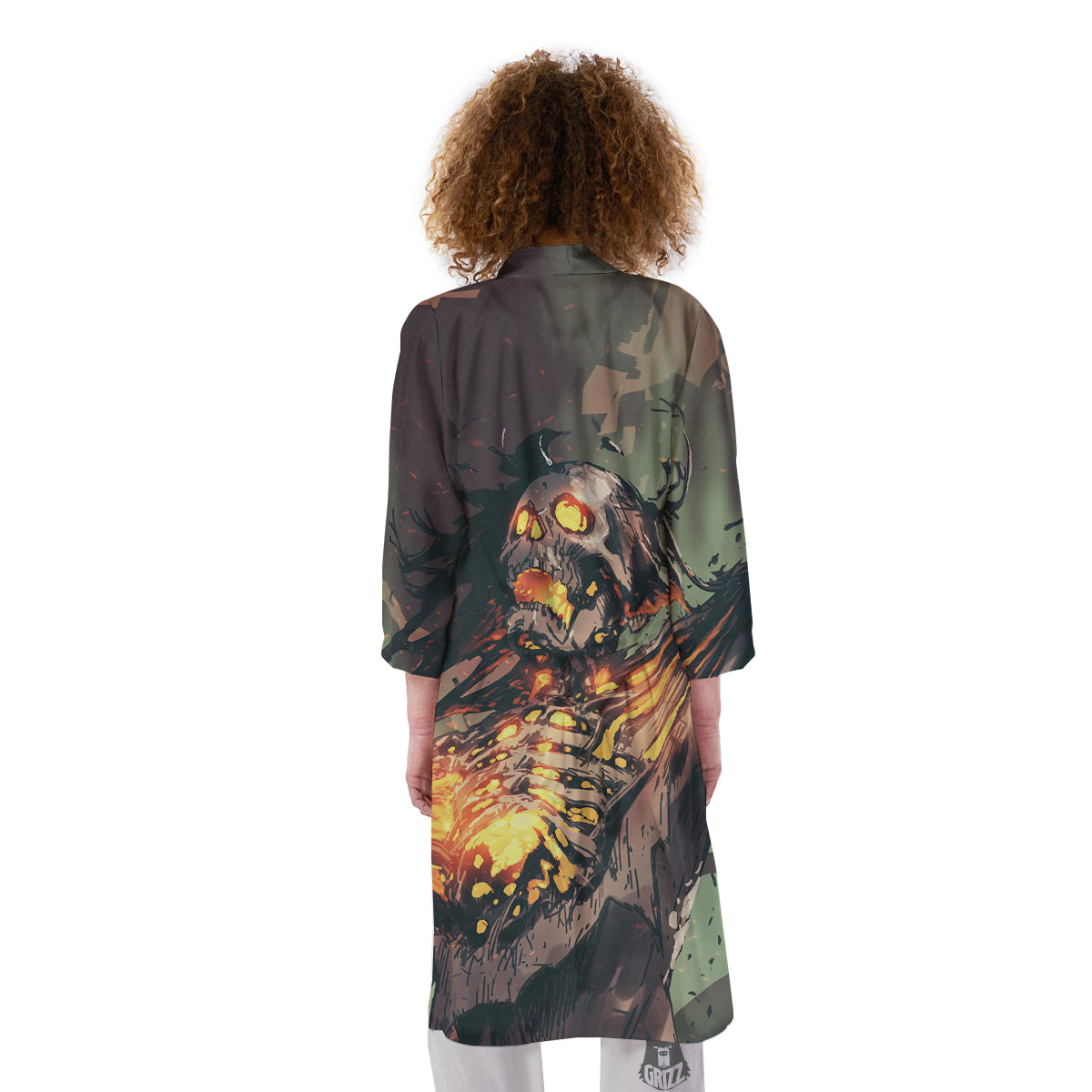 Ghost Skeleton Print Kimono-grizzshop