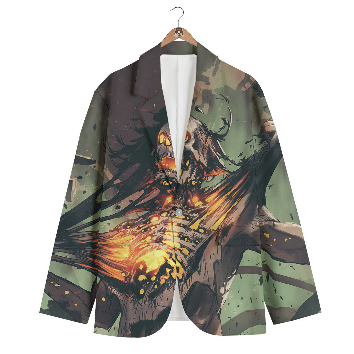 Ghost Skeleton Print Men's Blazer-grizzshop