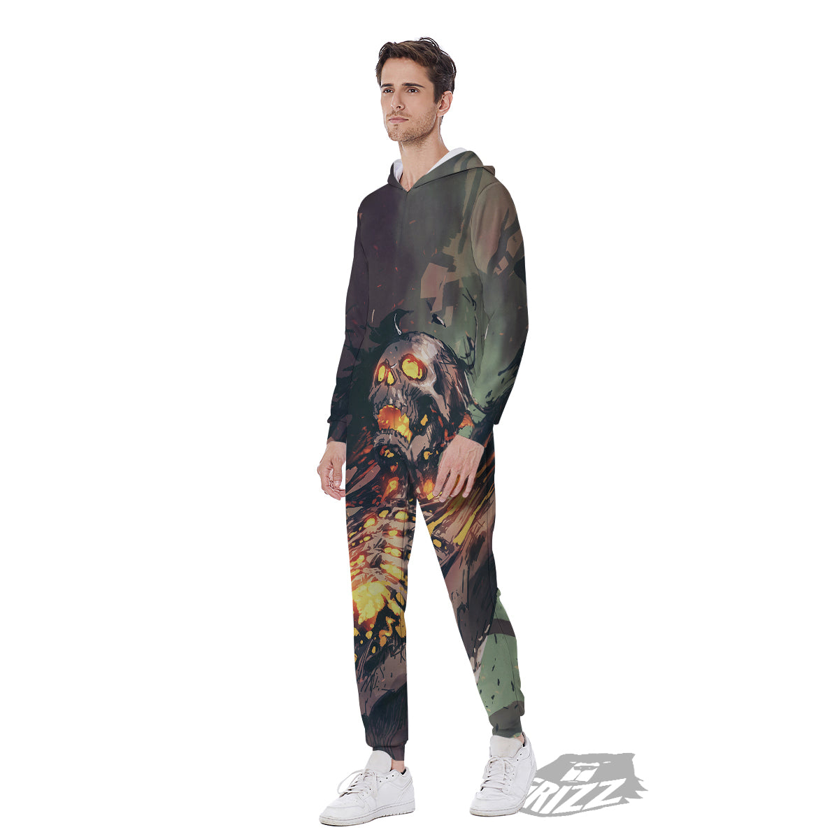 Ghost Skeleton Print Men's Jumpsuit-grizzshop