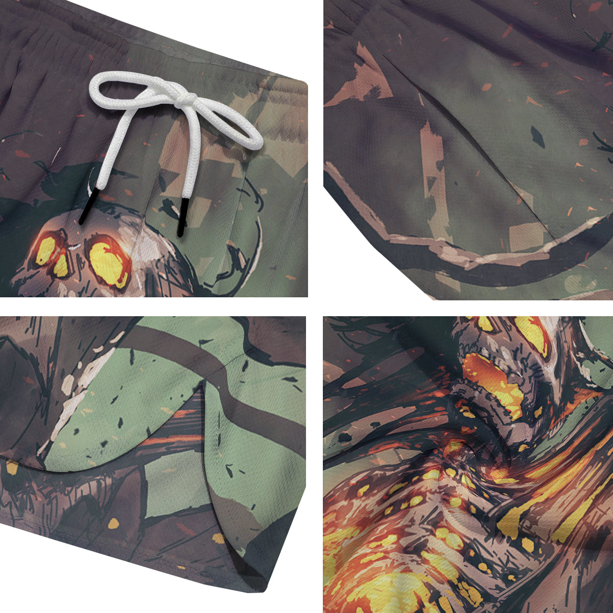 Ghost Skeleton Print Men's Running Shorts-grizzshop