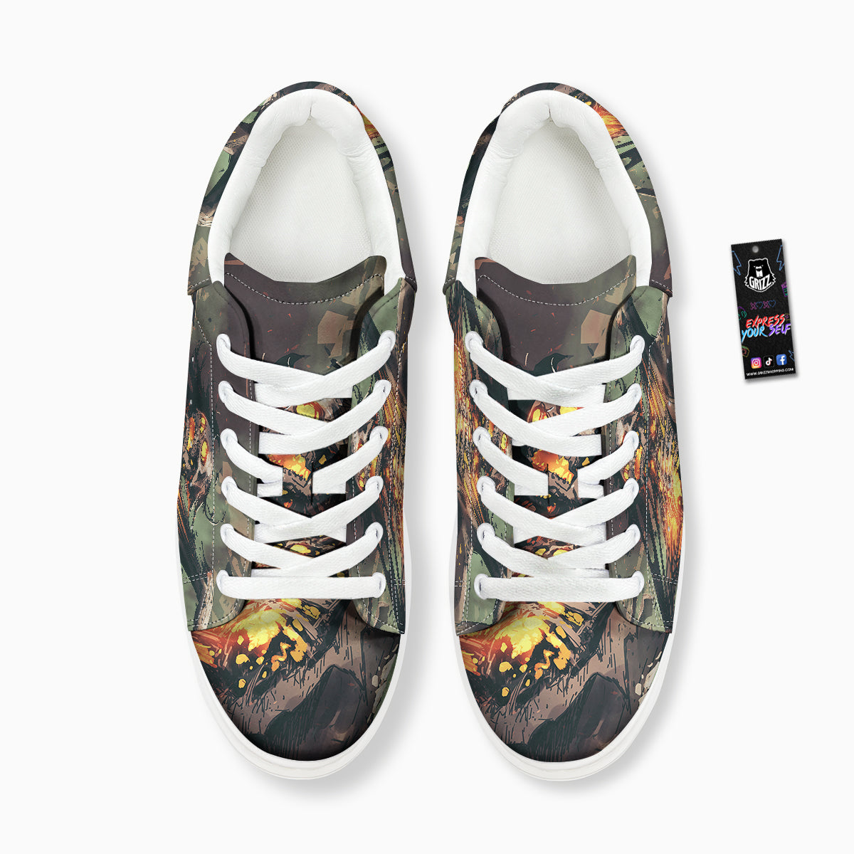 Ghost Skeleton Print Platform Shoes-grizzshop