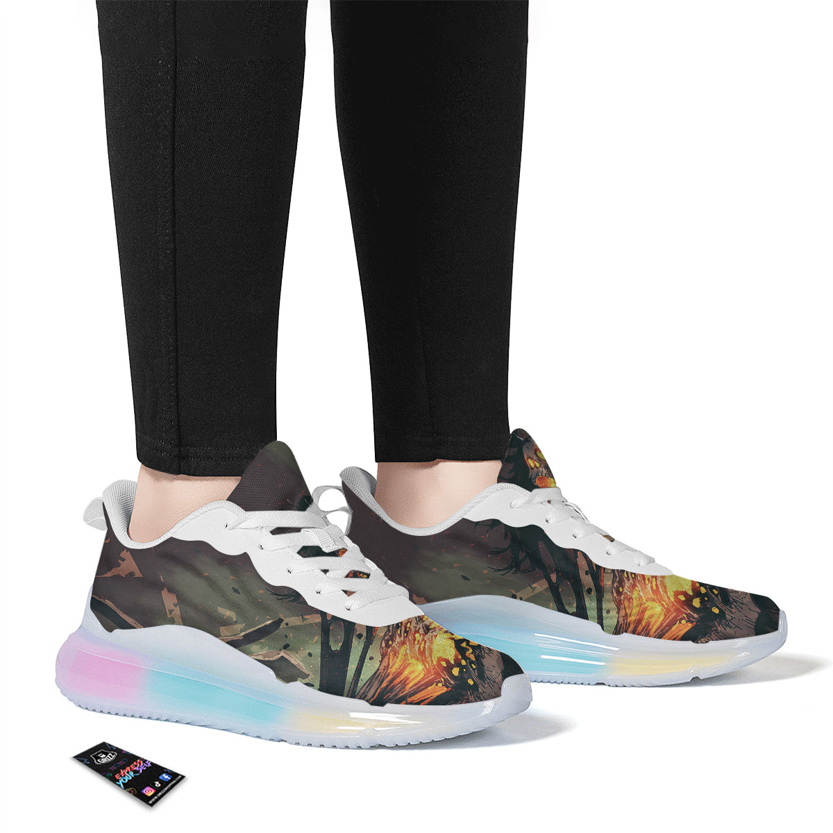 Ghost Skeleton Print Running Sneakers-grizzshop
