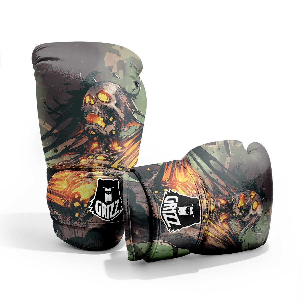 Ghost Skeleton Print Sparring Gloves-grizzshop