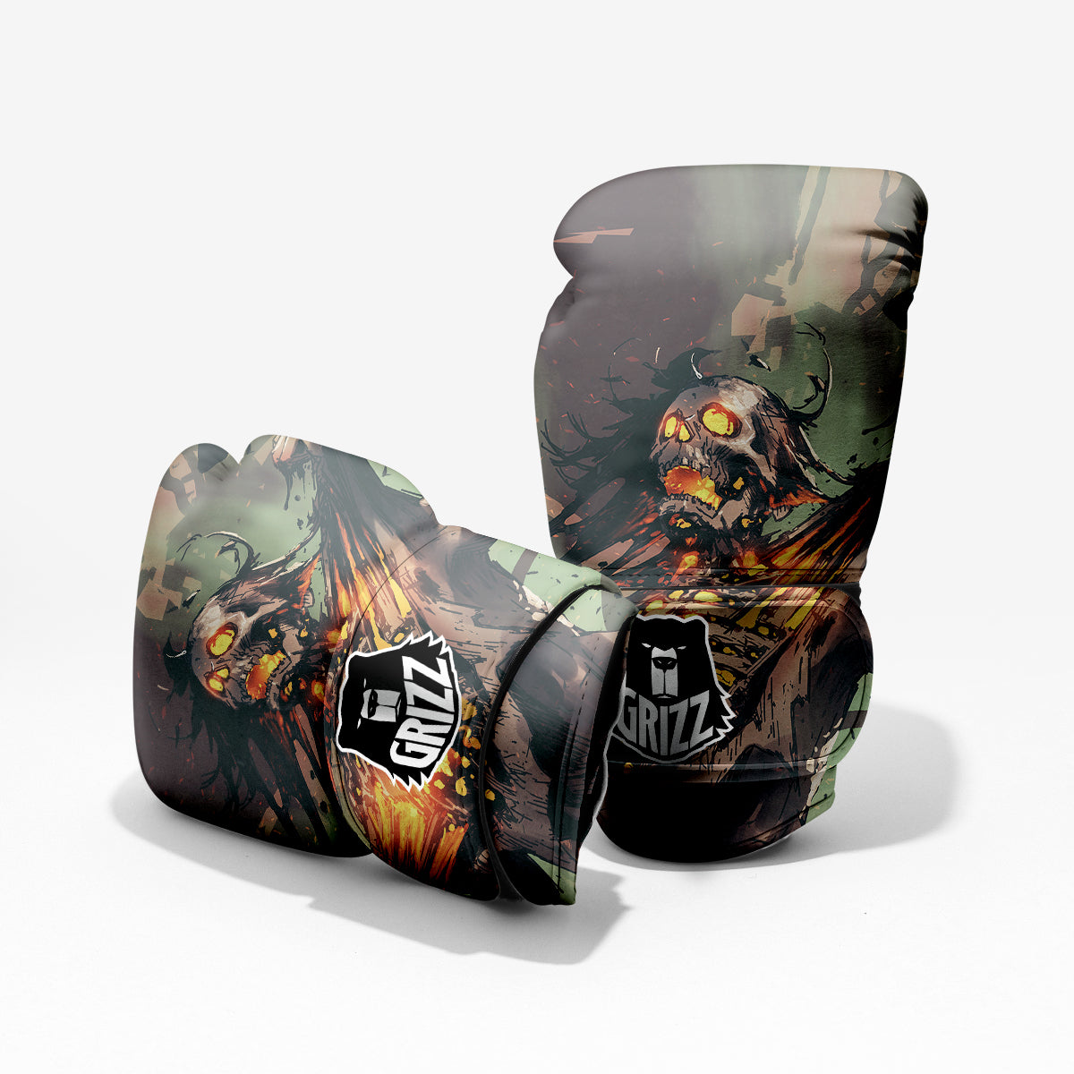Ghost Skeleton Print Sparring Gloves-grizzshop