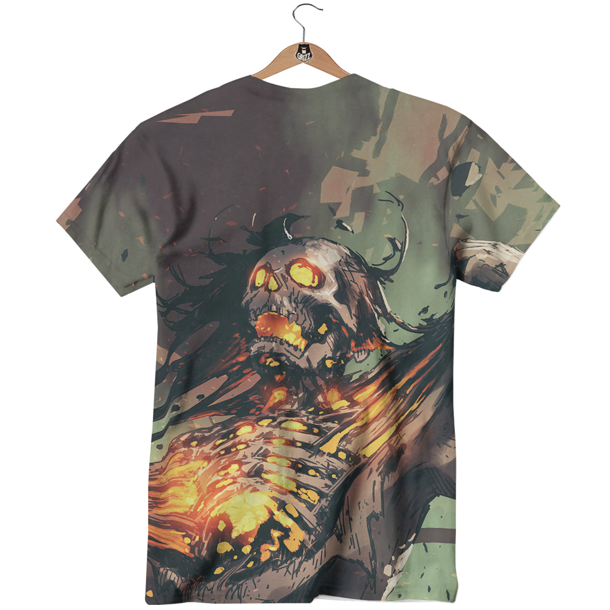Ghost Skeleton Print T-Shirt-grizzshop