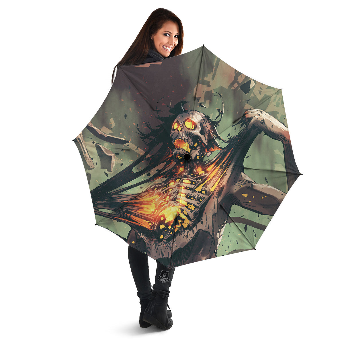 Ghost Skeleton Print Umbrella-grizzshop