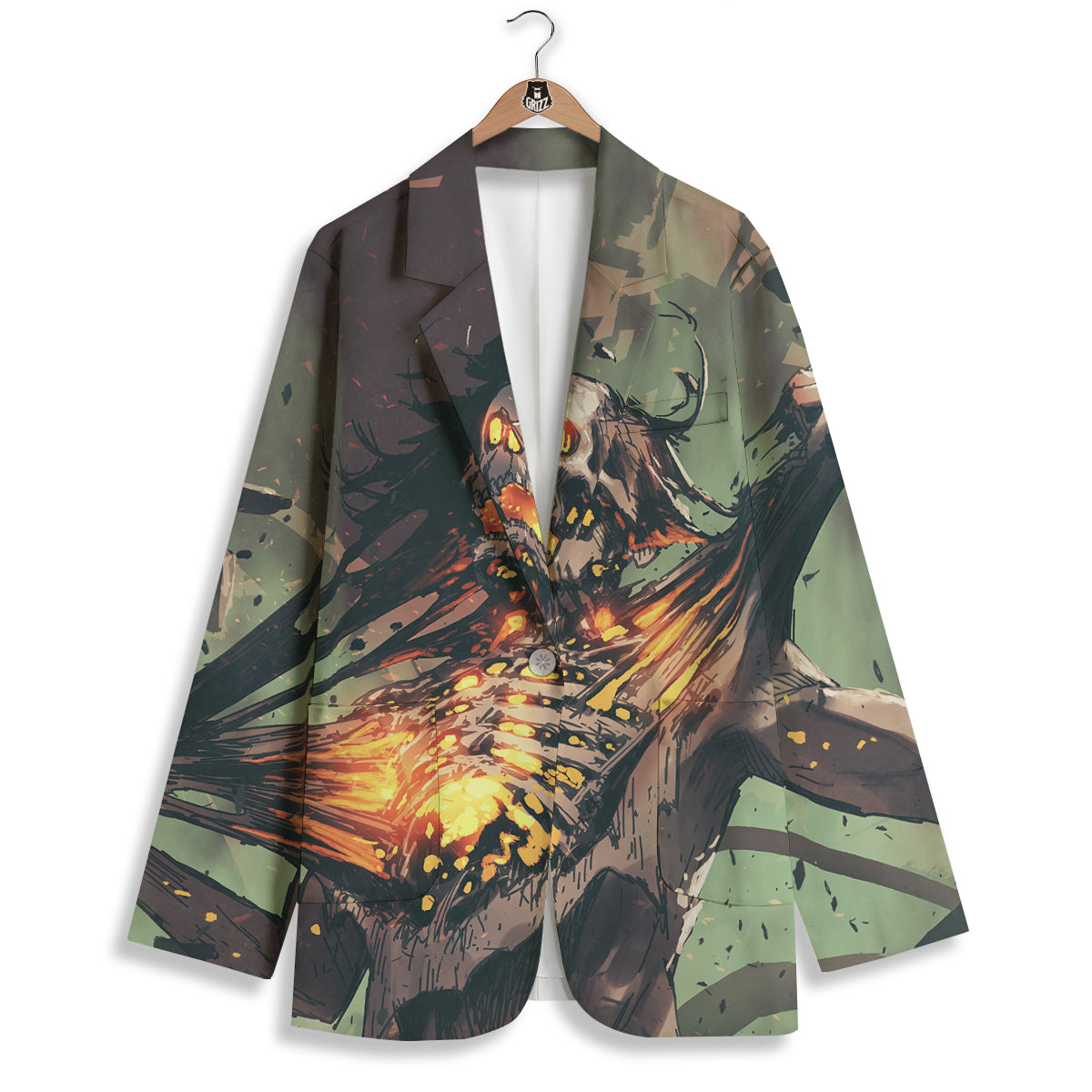 Ghost Skeleton Print Women's Blazer-grizzshop