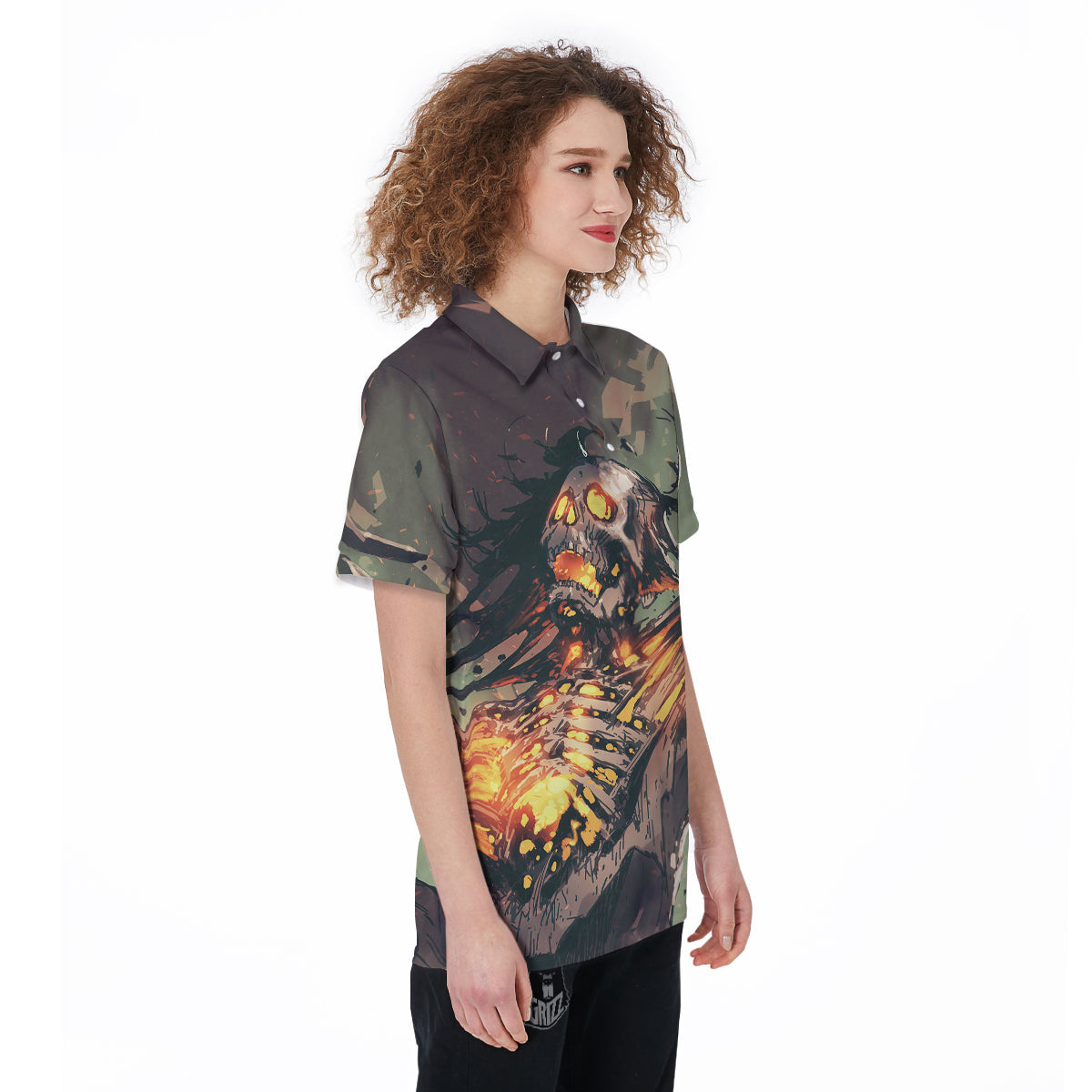 Ghost Skeleton Print Women's Golf Shirts-grizzshop