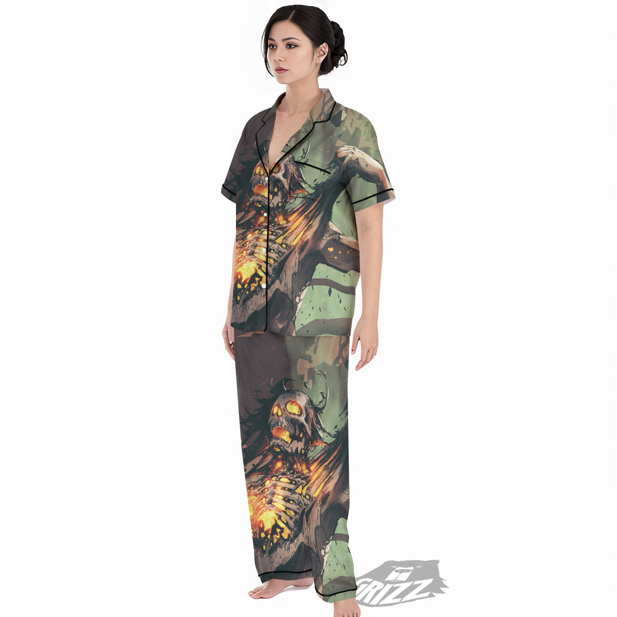 Ghost Skeleton Print Women's Pajamas Set-grizzshop