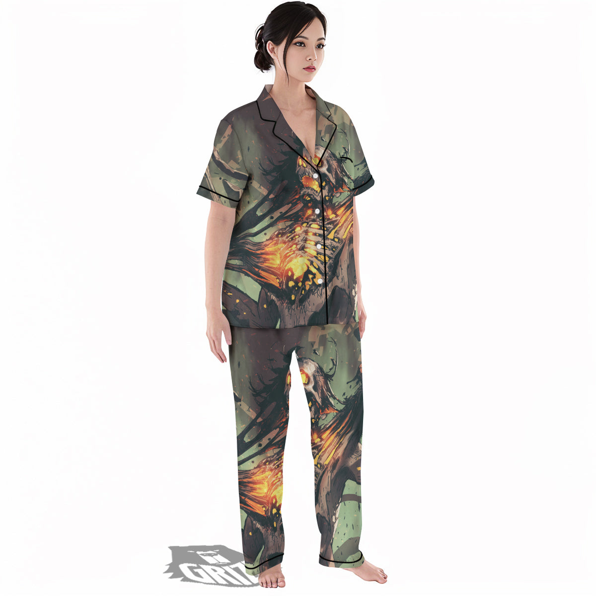 Ghost Skeleton Print Women's Pajamas Set-grizzshop