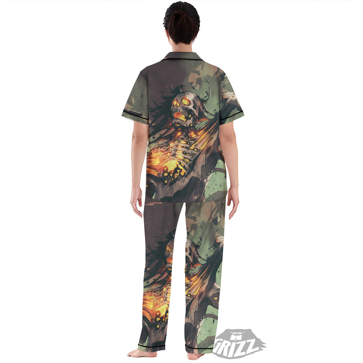 Ghost Skeleton Print Women's Pajamas Set-grizzshop