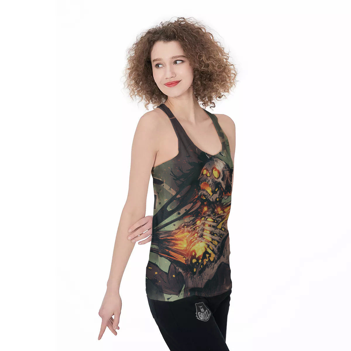 Ghost Skeleton Print Women's Racerback Tank Top-grizzshop