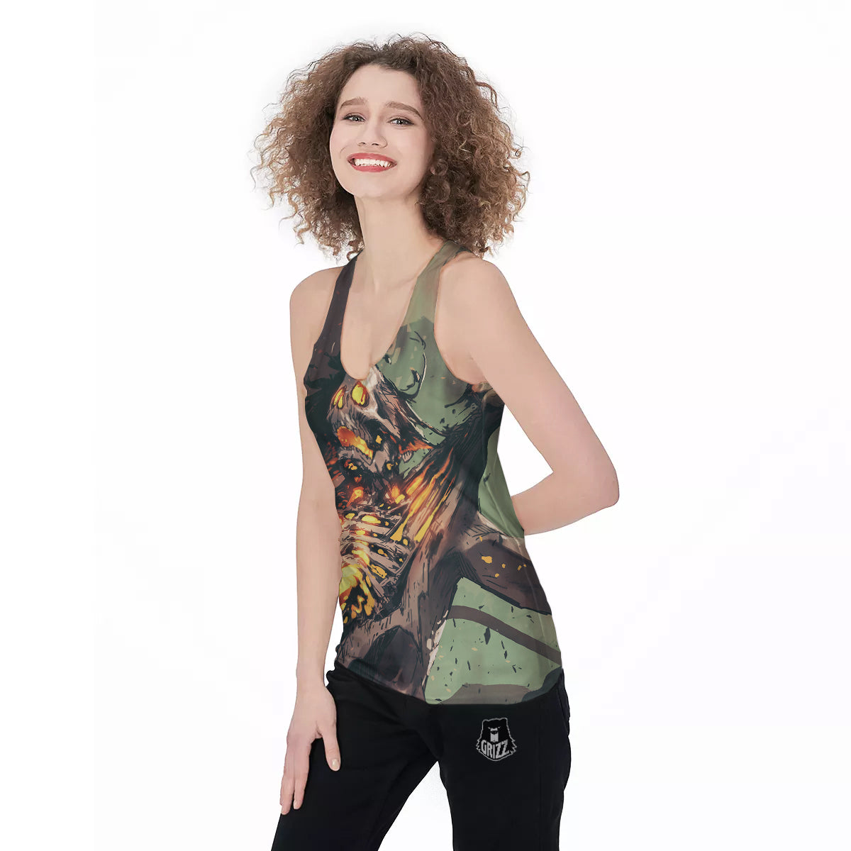 Ghost Skeleton Print Women's Racerback Tank Top-grizzshop