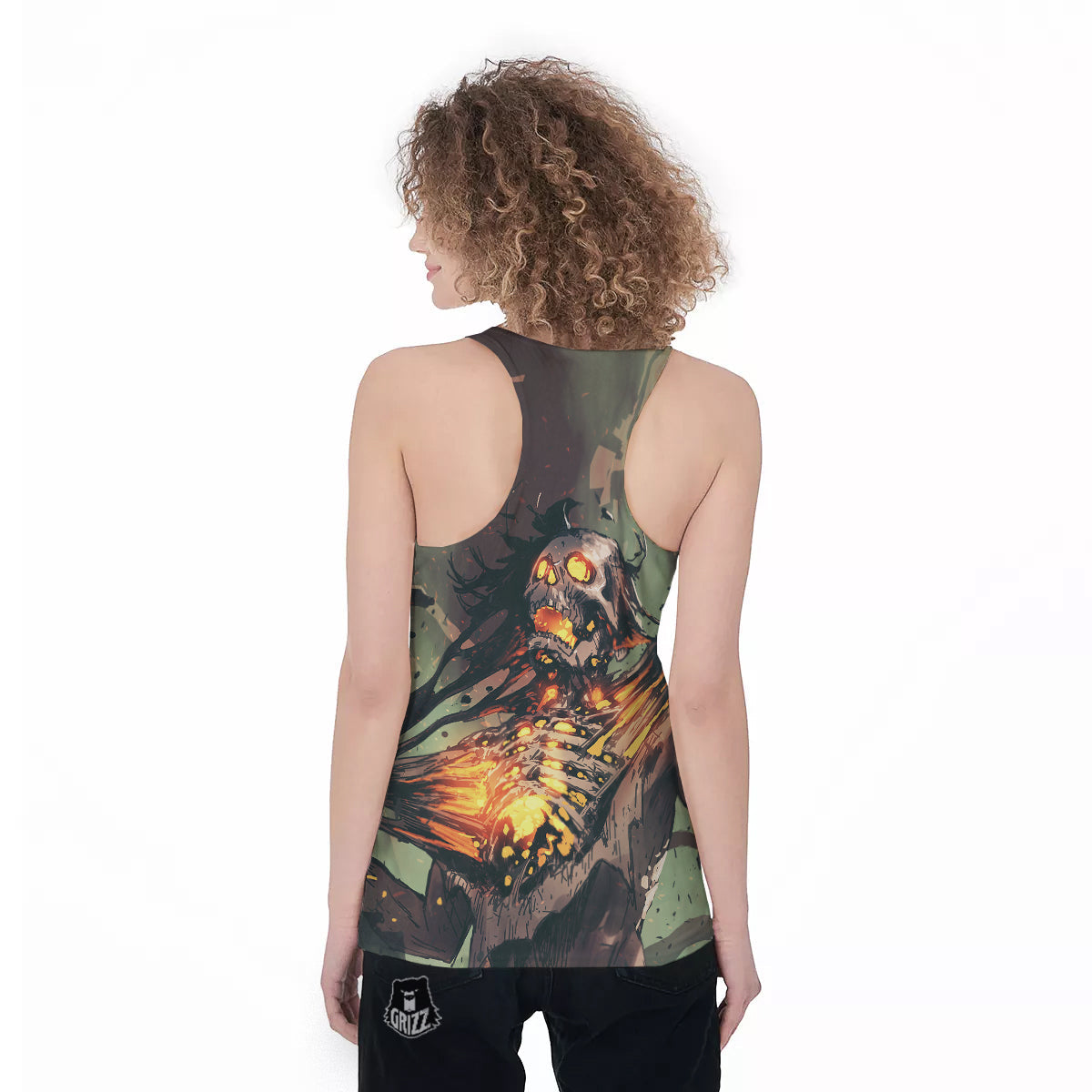 Ghost Skeleton Print Women's Racerback Tank Top-grizzshop