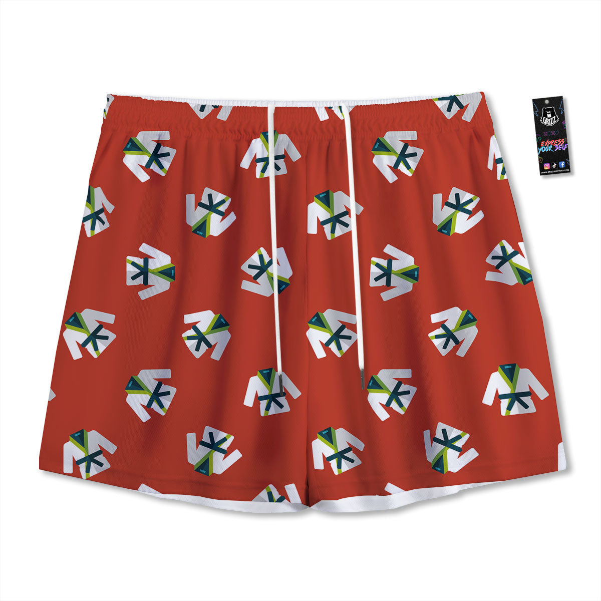 Gi Karate Print Pattern Mesh Shorts-grizzshop