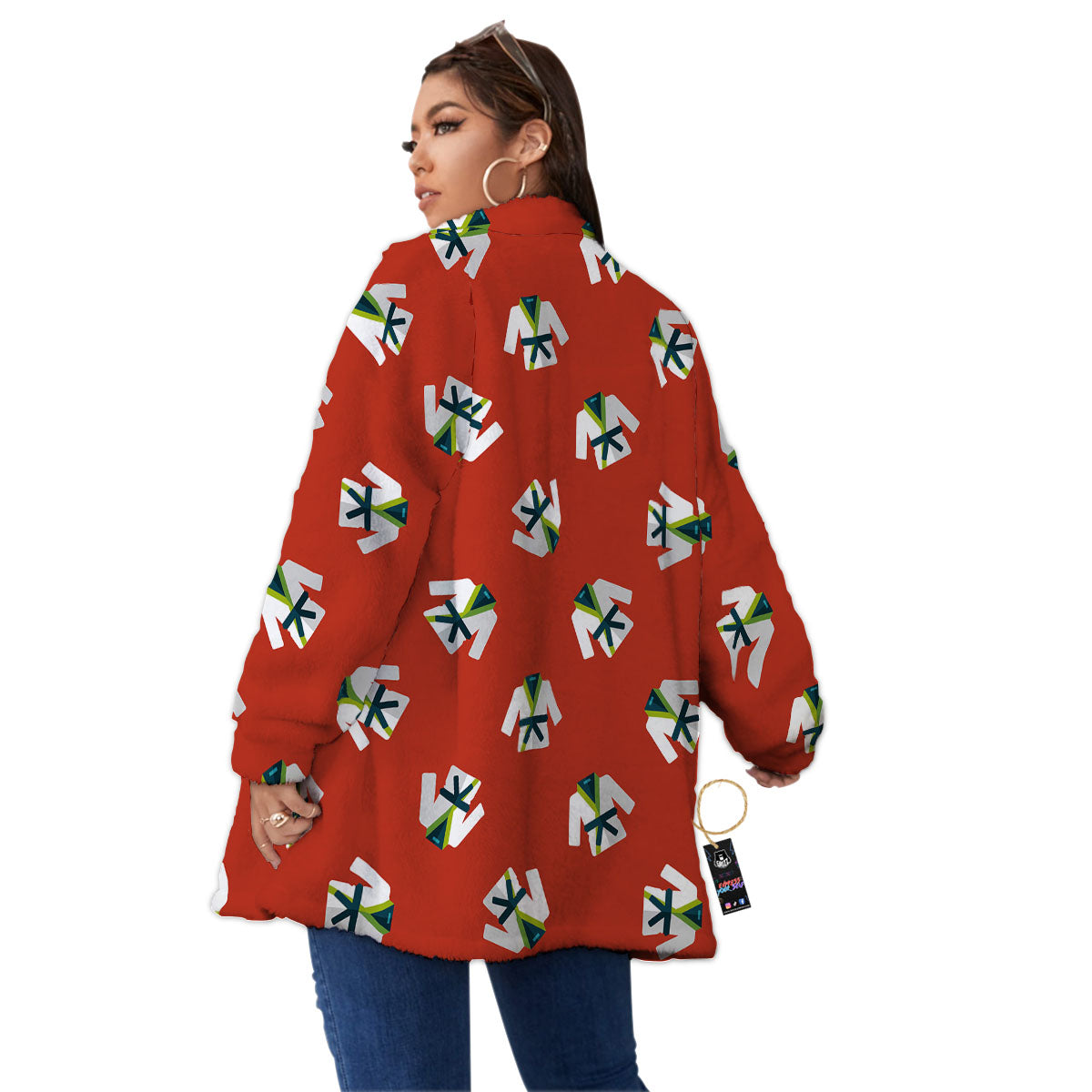 Gi Karate Print Pattern Women's Sherpa Jacket-grizzshop