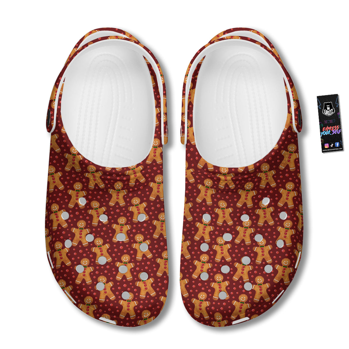Gingerbread Brown Print Pattern Clog-grizzshop