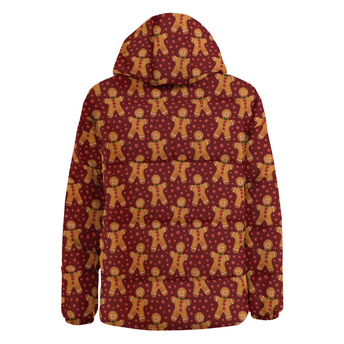 Gingerbread Brown Print Pattern Down Jacket-grizzshop