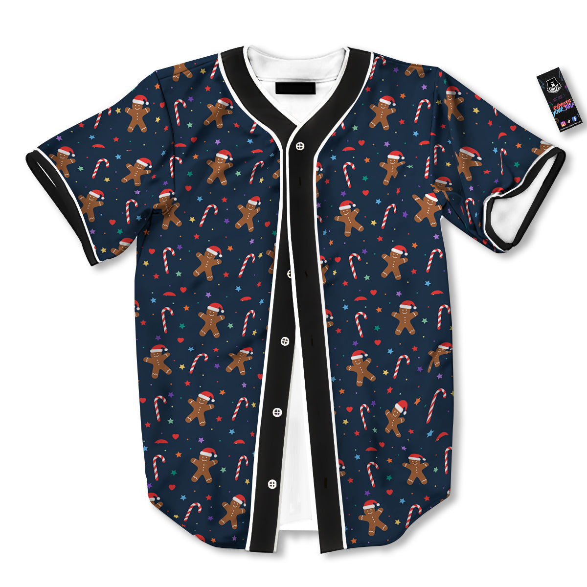 Gingerbread Christmas Print Pattern Baseball Jersey-grizzshop