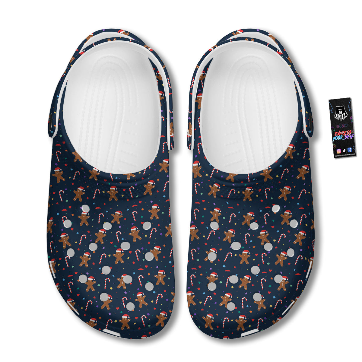 Gingerbread Christmas Print Pattern Clog-grizzshop