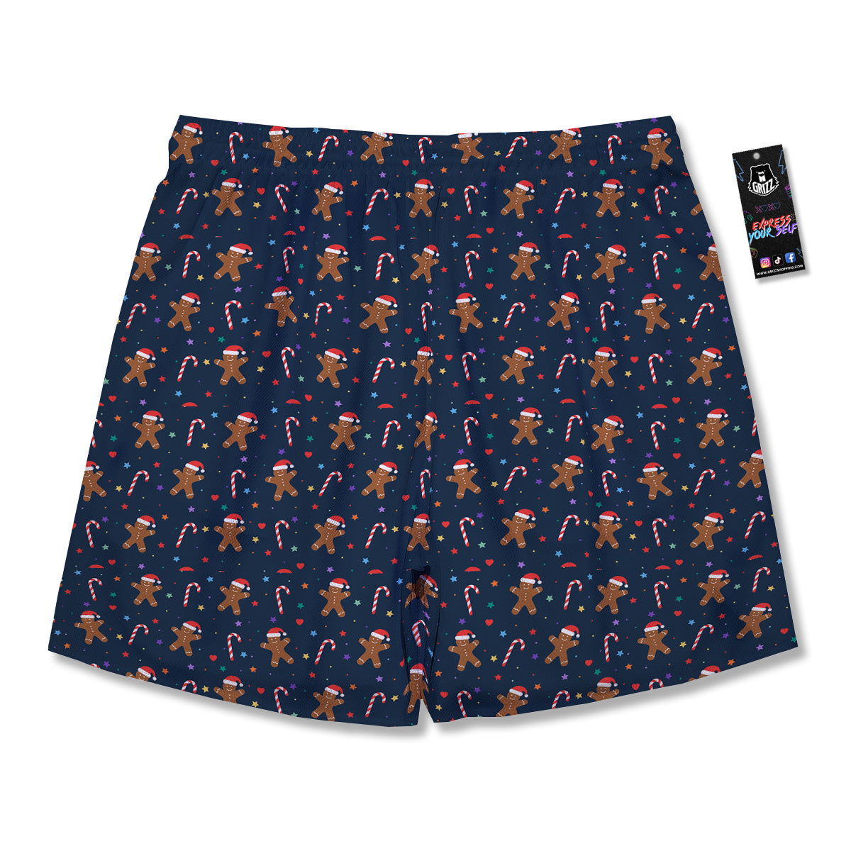 Gingerbread Christmas Print Pattern Men's Running Shorts-grizzshop
