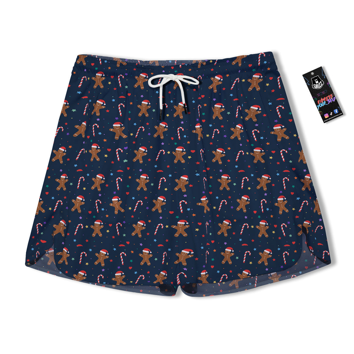 Gingerbread Christmas Print Pattern Men's Running Shorts-grizzshop