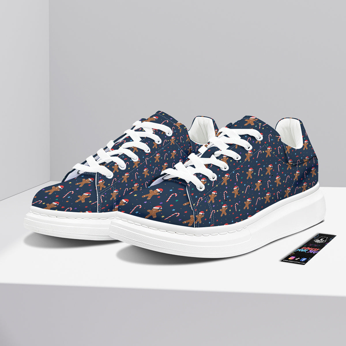 Gingerbread Christmas Print Pattern Platform Shoes-grizzshop