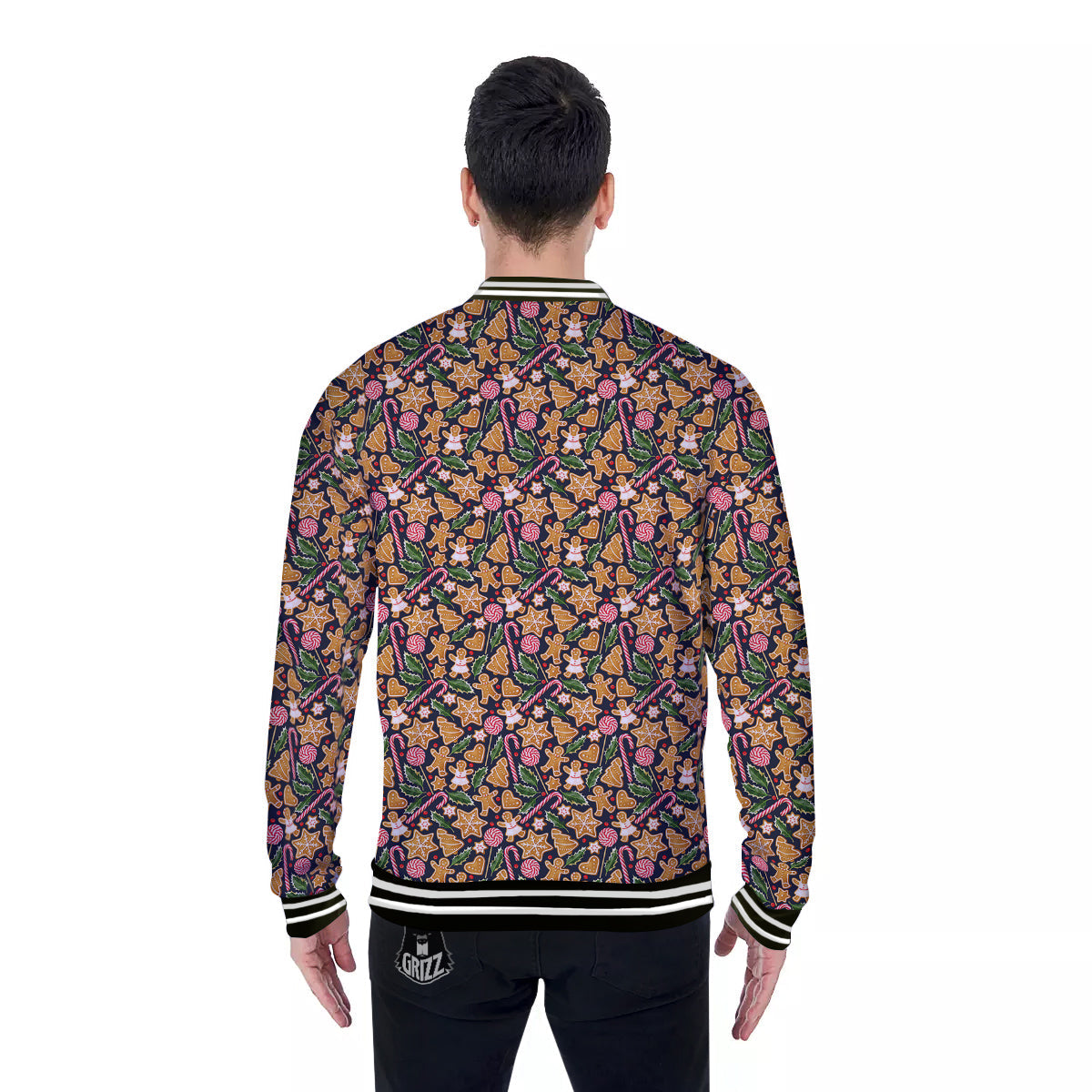 Gingerbread Cute Print Pattern Baseball Jacket-grizzshop