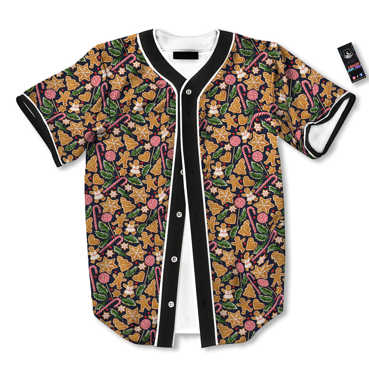Gingerbread Cute Print Pattern Baseball Jersey-grizzshop