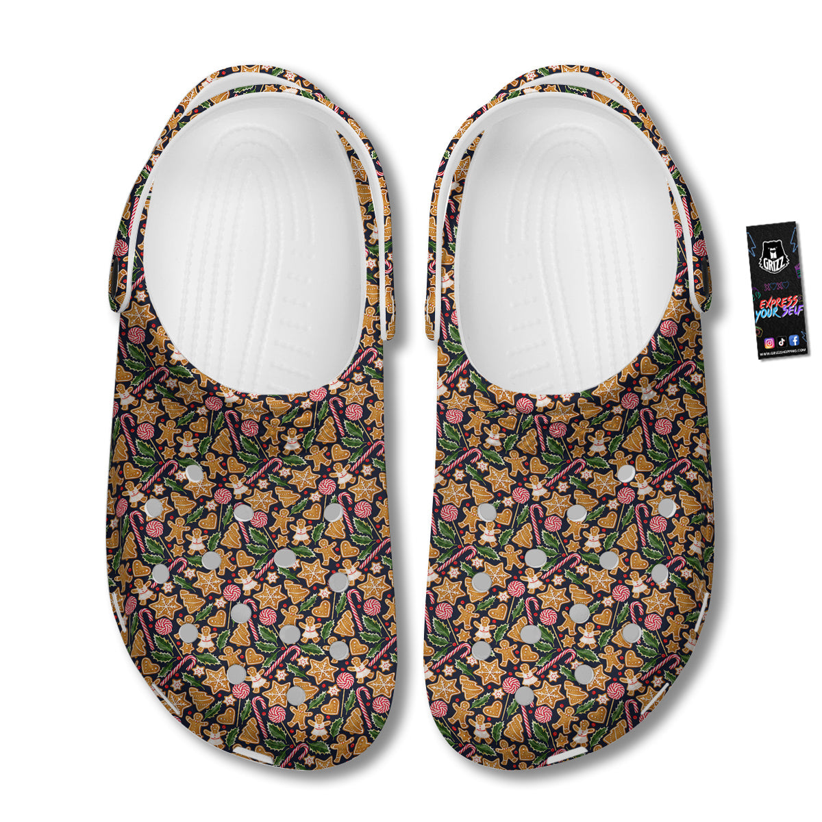 Gingerbread Cute Print Pattern Clog-grizzshop