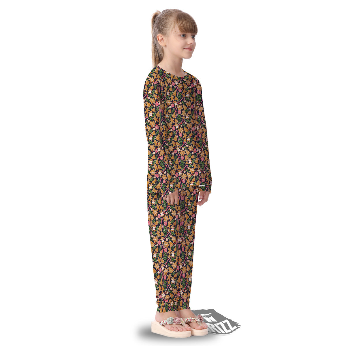 Gingerbread Cute Print Pattern Kid's Pajamas-grizzshop