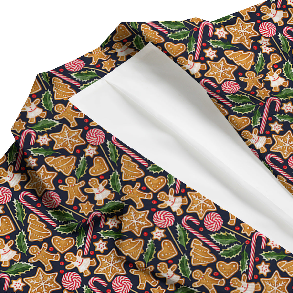 Gingerbread Cute Print Pattern Men's Blazer-grizzshop