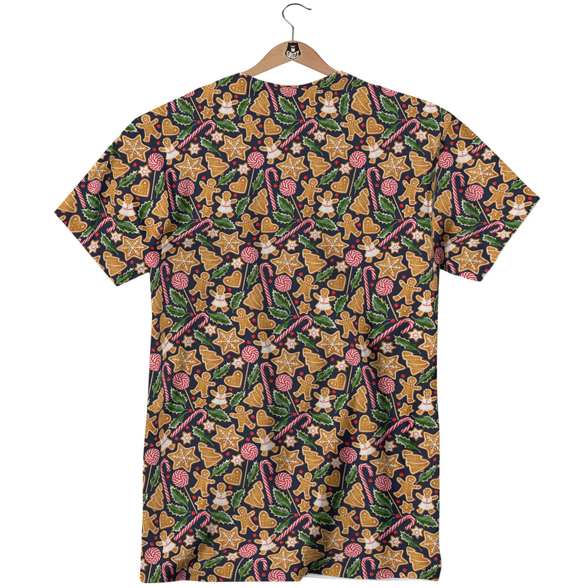 Gingerbread Cute Print Pattern T-Shirt-grizzshop