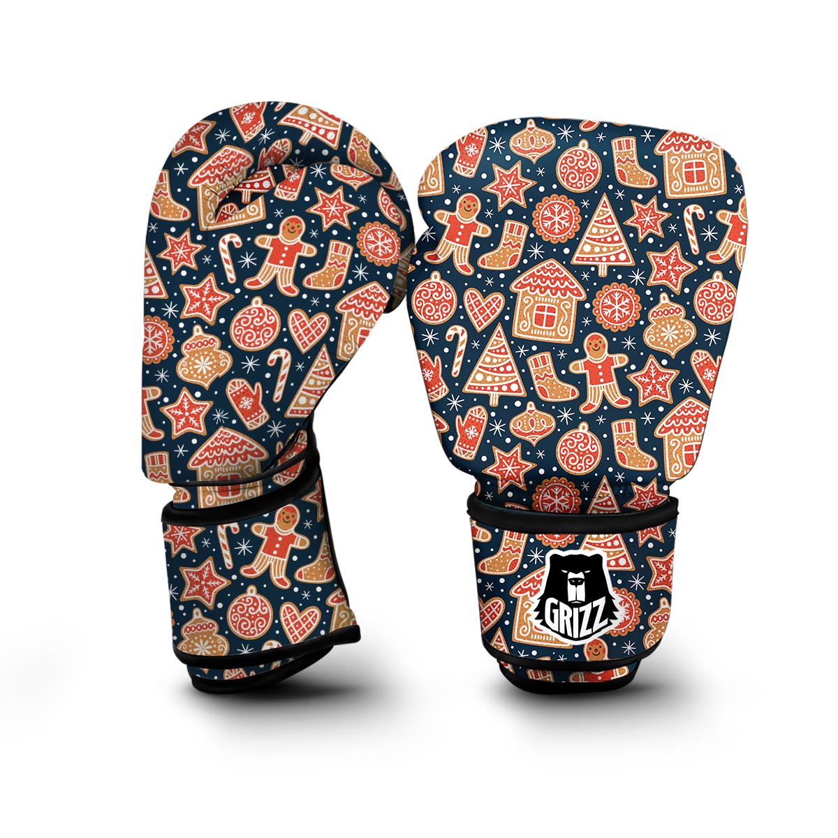 Gingerbread Man Chirstmas Pattern Print Boxing Gloves-grizzshop