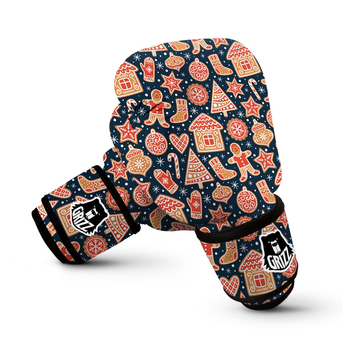 Gingerbread Man Chirstmas Pattern Print Boxing Gloves-grizzshop