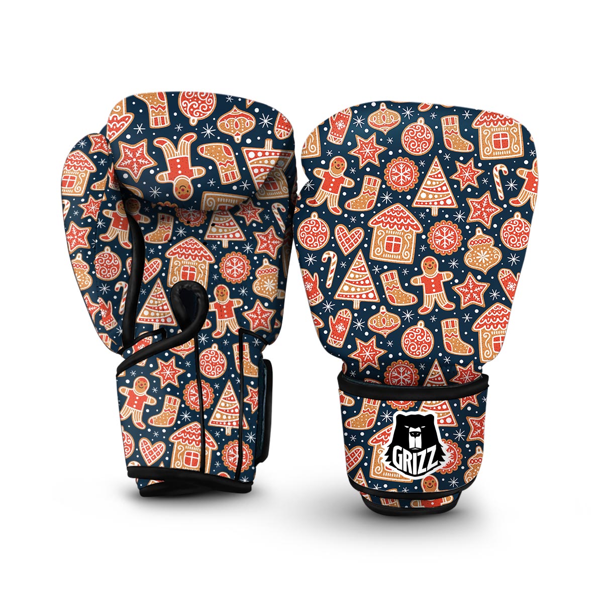 Gingerbread Man Chirstmas Pattern Print Boxing Gloves-grizzshop