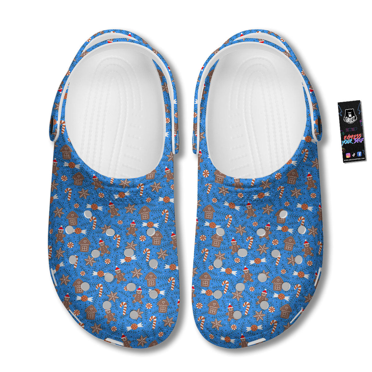 Gingerbread Man Christmas Print Pattern Clog-grizzshop