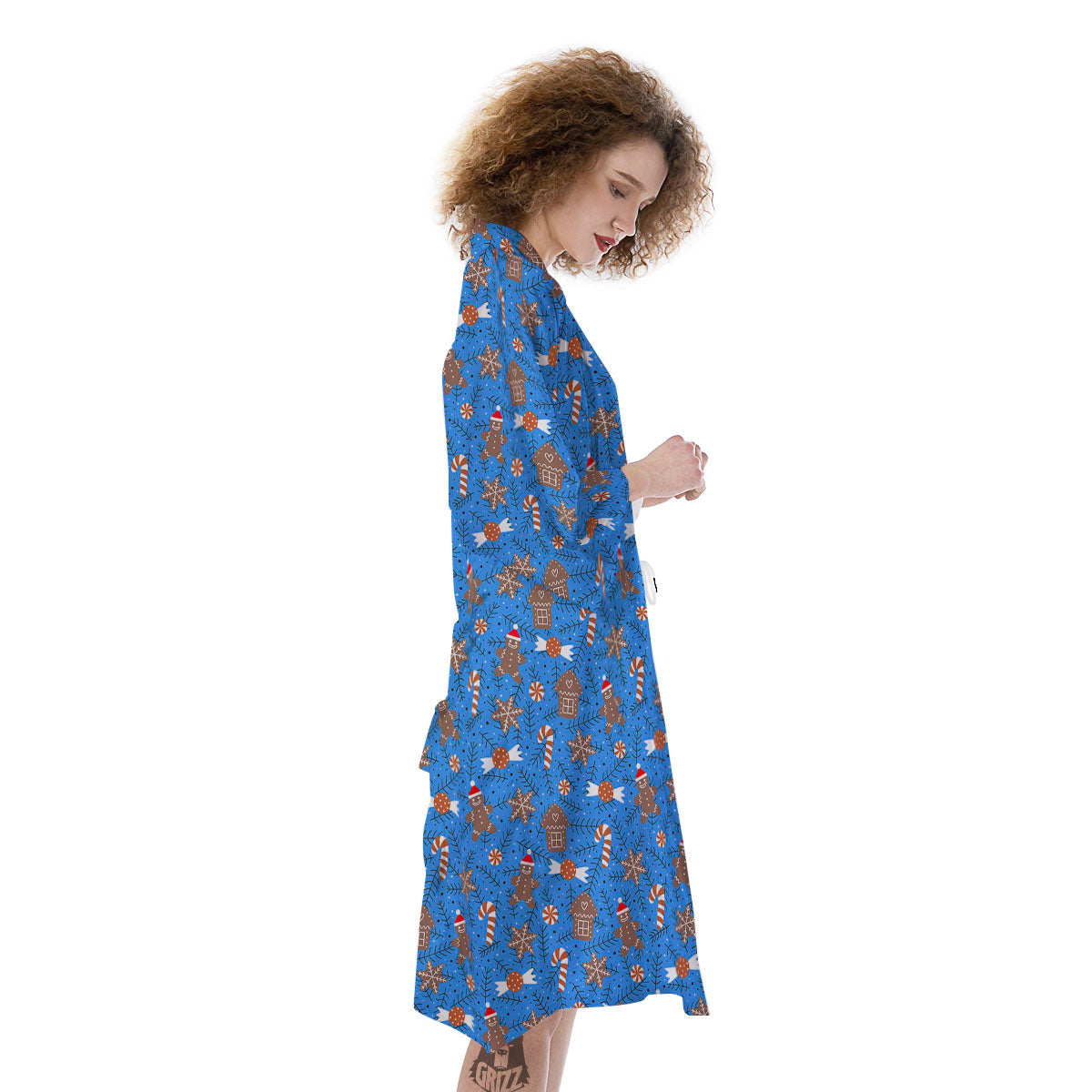 Gingerbread Man Christmas Print Pattern Kimono-grizzshop