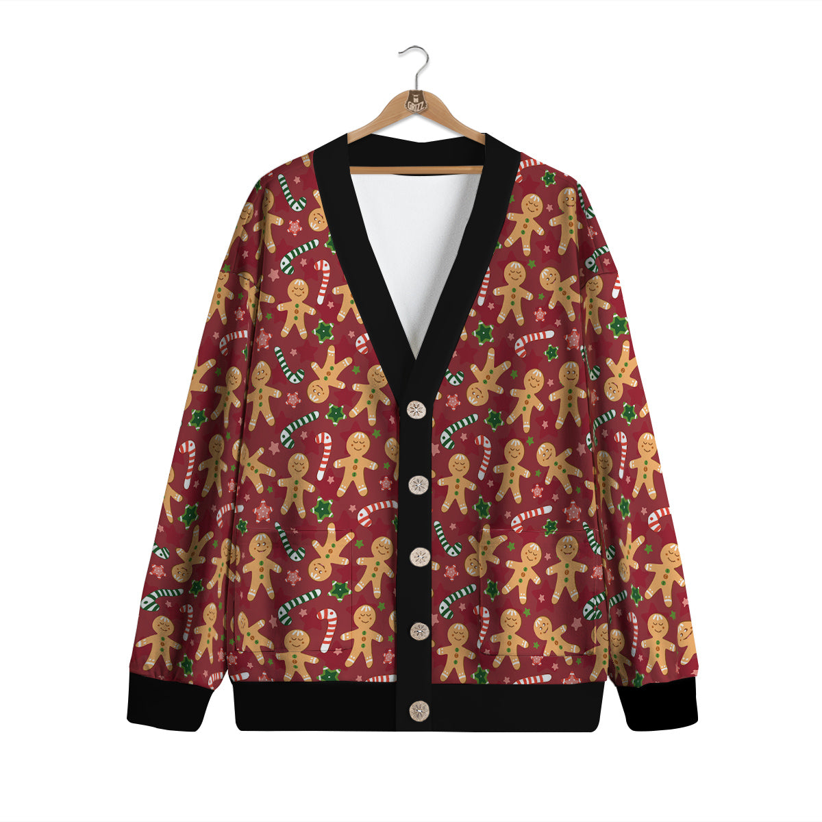 Gingerbread Man Cute Print Pattern Cardigan-grizzshop