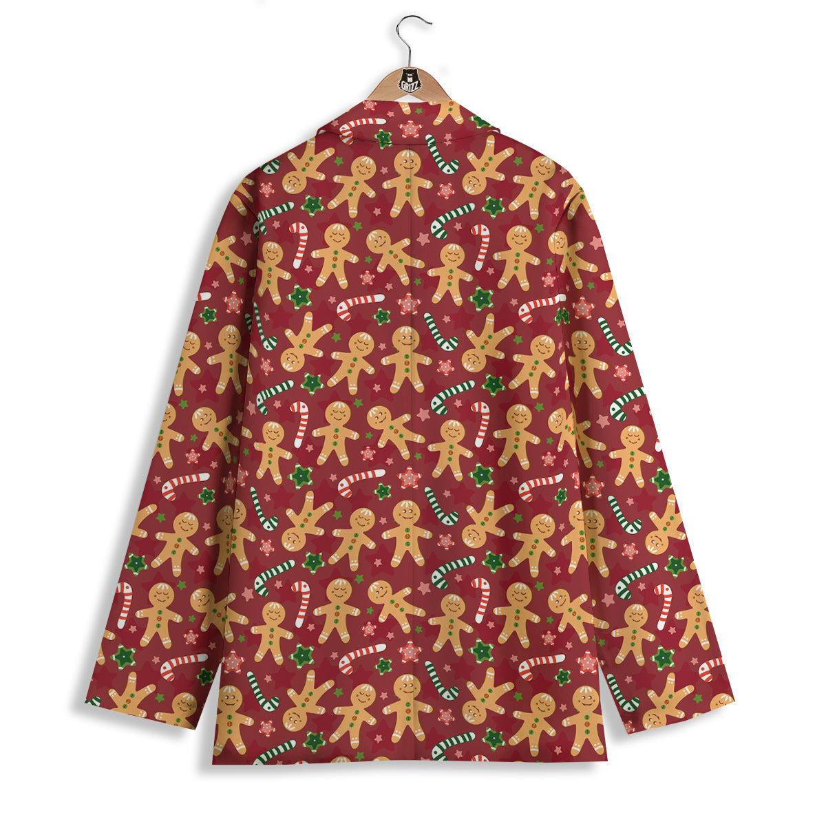 Gingerbread Man Cute Print Pattern Women's Blazer-grizzshop