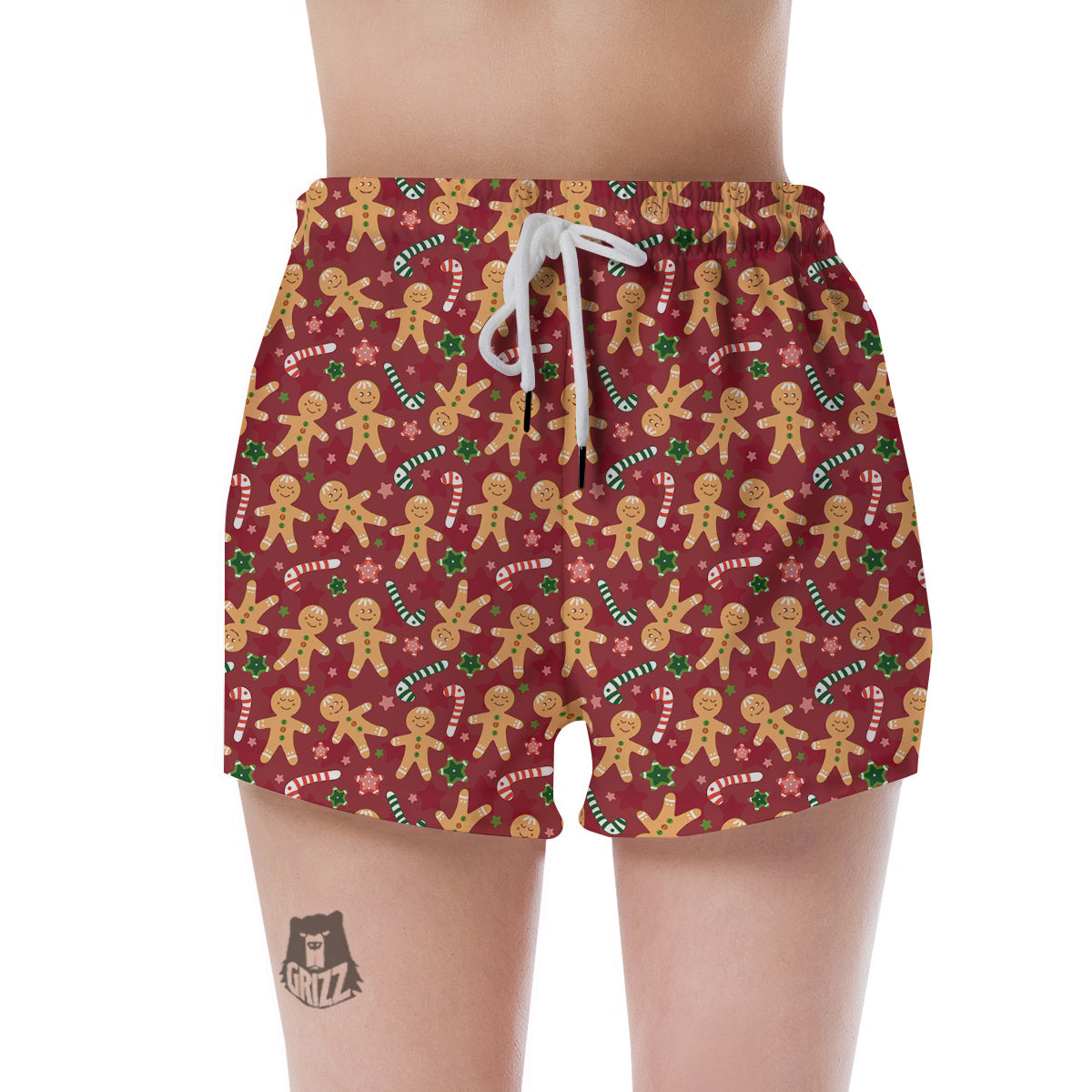 Gingerbread Man Cute Print Pattern Women's Shorts-grizzshop